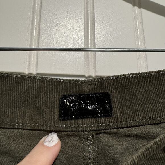 Mother The Dropout Jeans Cropped Hopscotch Olive Green Corduroy Size 27 - Picture 4 of 8